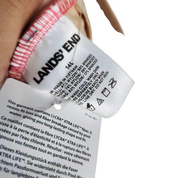 Lands End Swimsuit 14 Long Tall 14L Pink Women's SlenderSuit One Piece Bathing - Picture 9 of 9